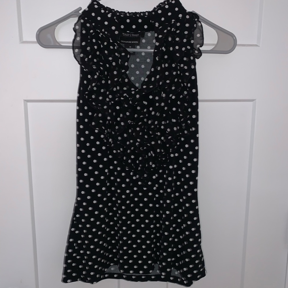 WHBM Tank Top Ruffled Polka Dot